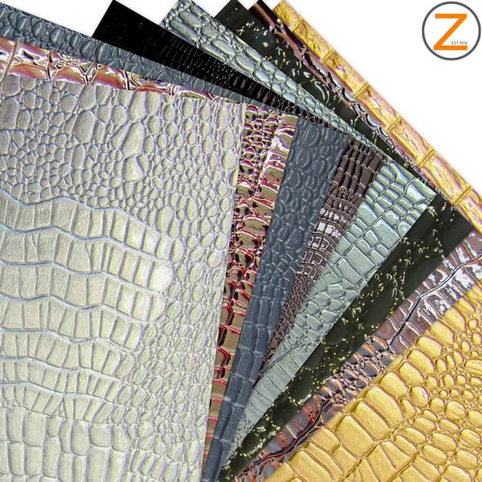 Vinyl Faux Fake Leather Pleather Embossed Shiny Amazon Crocodile Fabric
