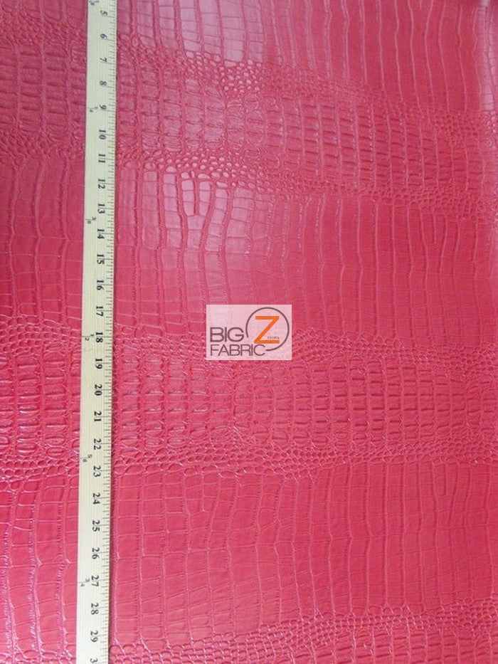 Big Nile Crocodile Faux Fake Leather Vinyl Fabric / Lipstick Red / By The Roll - 30 Yards - 0