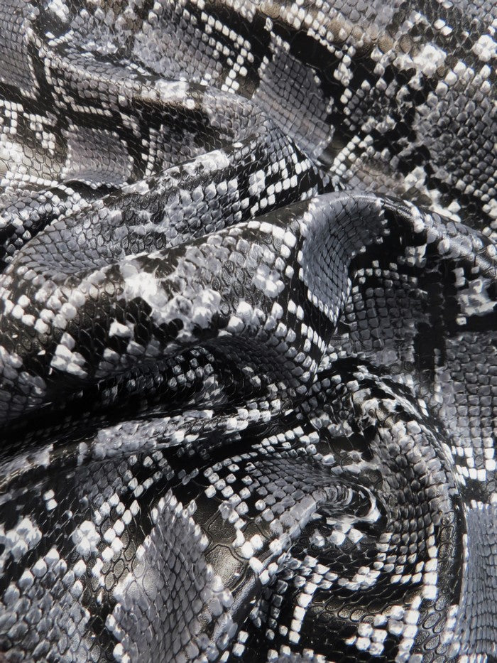 Ash / Calico Python Snake Vinyl Fabric - 0