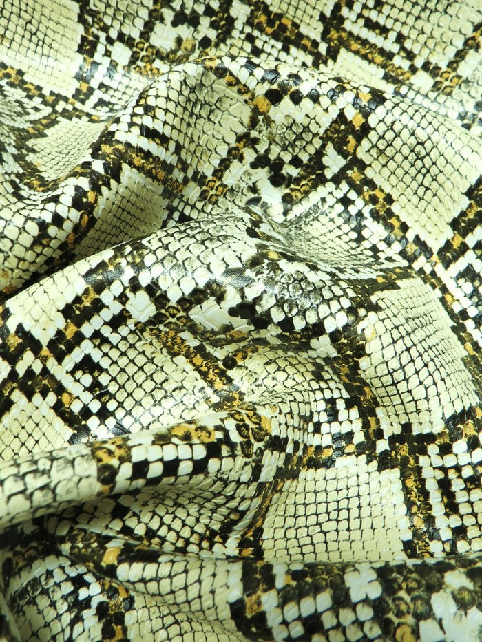 Natural Ivory / Calico Python Snake Vinyl Fabric - 0
