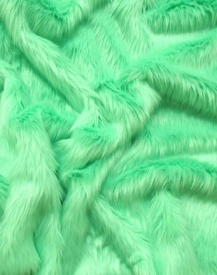 Mint Solid Shaggy Long Pile Faux Fur Fabric / Sold By The Yard (Closeout)