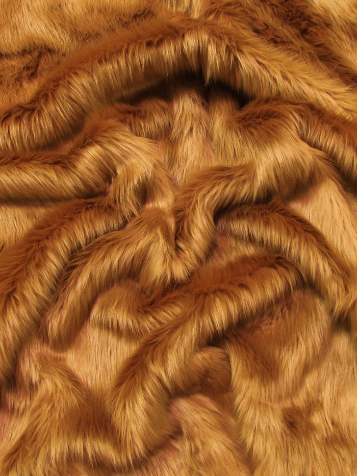 Saddle Solid Shaggy Long Pile Faux Fur Fabric / Sold By The Yard (Second Quality Goods)