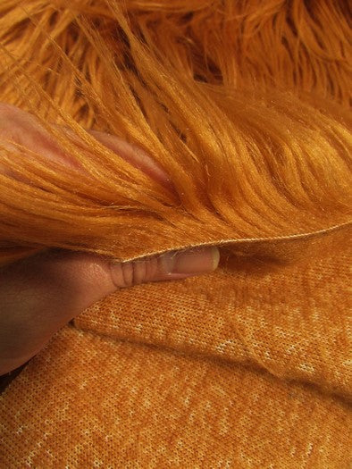 Caramel Solid Mongolian Long Pile Fabric / Sold By The Yard (Second Quality Goods) - 0
