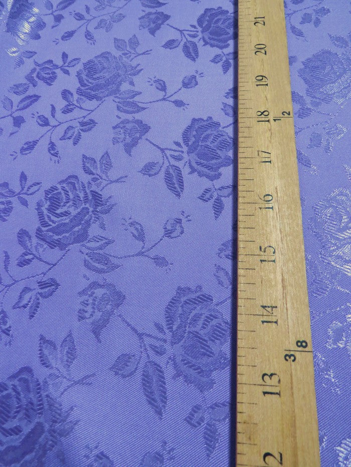 Floral Rose Jacquard Satin Fabric / Plum / Sold By The Yard