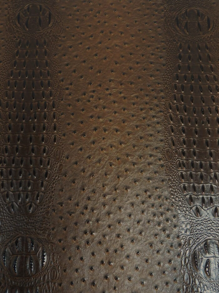 Mutant Ostrich Gator Embossed Vinyl Fabric / Grizzly Brown / By The Roll - 30 Yards