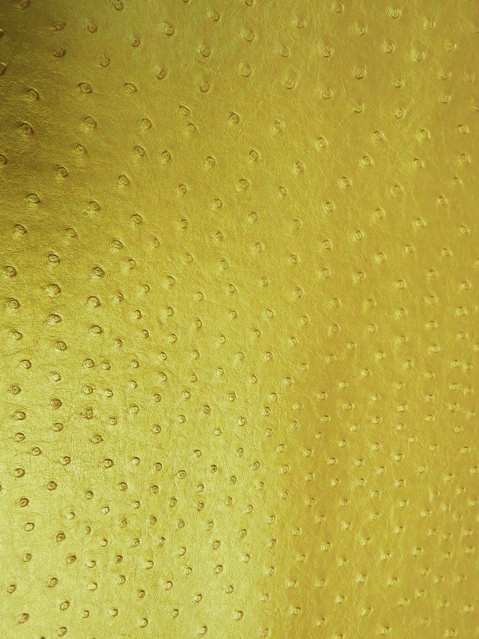 Metallic Gold Classic Ostrich Upholstery Vinyl Fabric / Sold By The Yard - 0