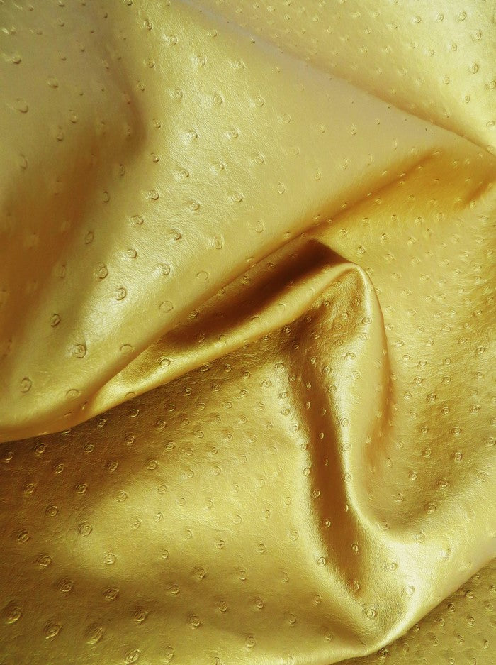 Metallic Gold Classic Ostrich Upholstery Vinyl Fabric / Sold By The Yard