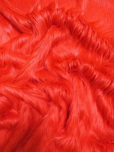 Red Solid Gorilla Animal Long Pile Fabric / Sold By The Yard (Second Quality Goods)