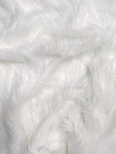 White Solid Gorilla Animal Long Pile Faux Fur Fabric / Sold By The Yard (Second Quality Goods)