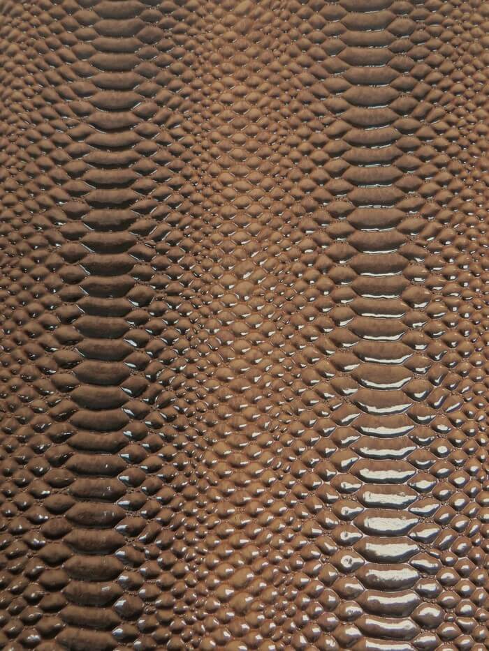 Shiny 3D Serpent Snake Embossed Vinyl Fabric / Southern Brown / By The Roll - 30 Yards - 0