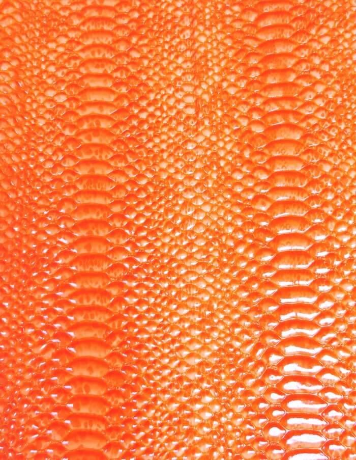 Shiny 3D Serpent Snake Embossed Vinyl Fabric / Crush Orange / By The Roll - 30 Yards - 0