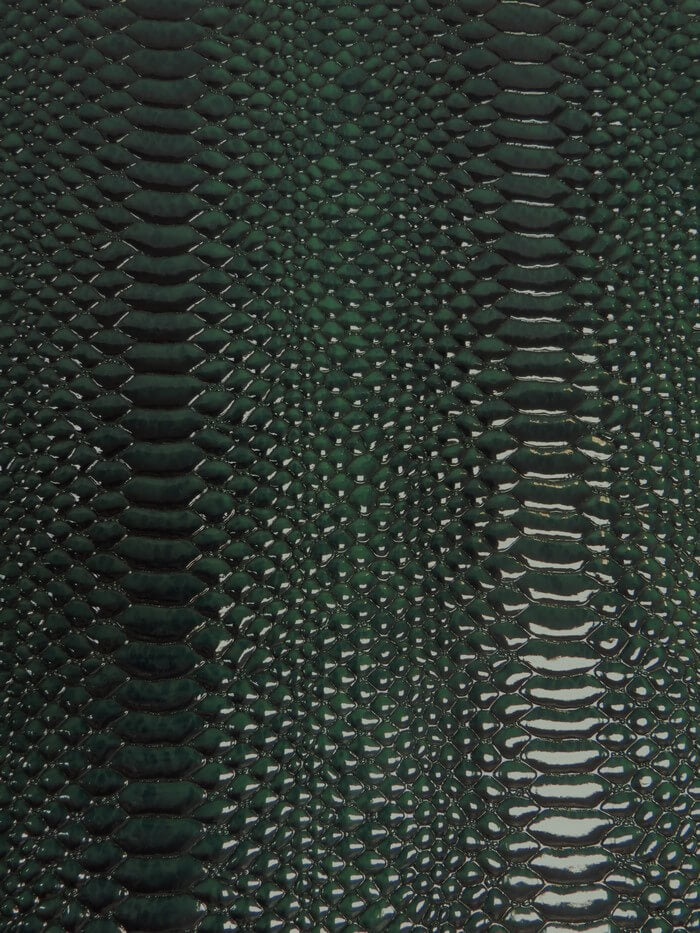 Shiny 3D Serpent Snake Embossed Vinyl Fabric / Samurai Green / By The Roll - 30 Yards - 0
