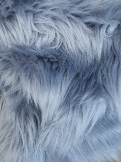 Shadow Blue Solid Shaggy Long Pile Faux Fur Fabric / Sold By The Yard