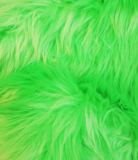 Spring Green Solid Shaggy Long Pile Faux Fur Fabric / Sold By The Yard