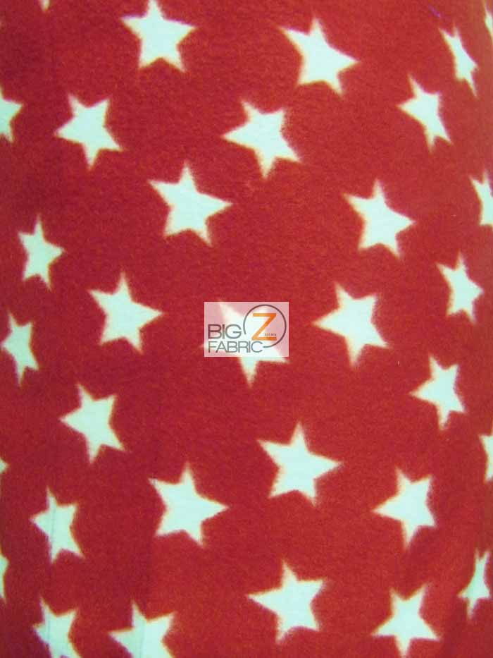 Fleece Printed Fabric American / Red/White Stars / Sold By The Yard