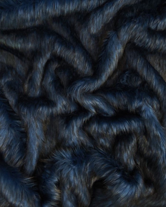Blue Arctic Alaskan Husky Long Pile Fabric / Sold By The Yard