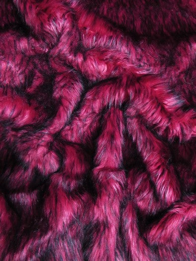 Fuchsia Arctic Alaskan Husky Long Pile Faux Fur Fabric / Sold By The Yard