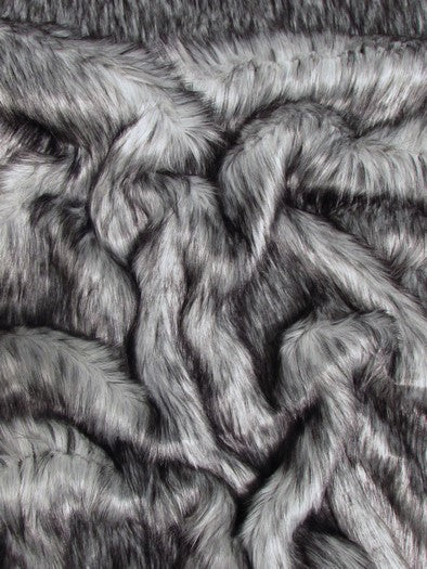 Gray Arctic Alaskan Husky Long Pile Fabric / Sold By The Yard