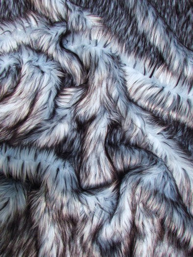 Ice Blue Arctic Alaskan Husky Long Pile Faux Fur Fabric / Sold By The Yard