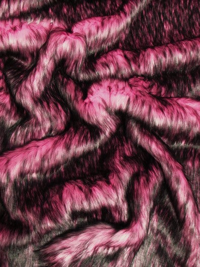 Pink Arctic Alaskan Husky Long Pile Faux Fur Fabric / Sold By The Yard