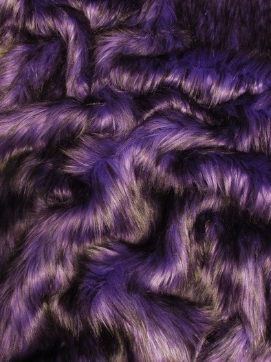 Purple Arctic Alaskan Husky Long Pile Faux Fur Fabric / Sold By The Yard