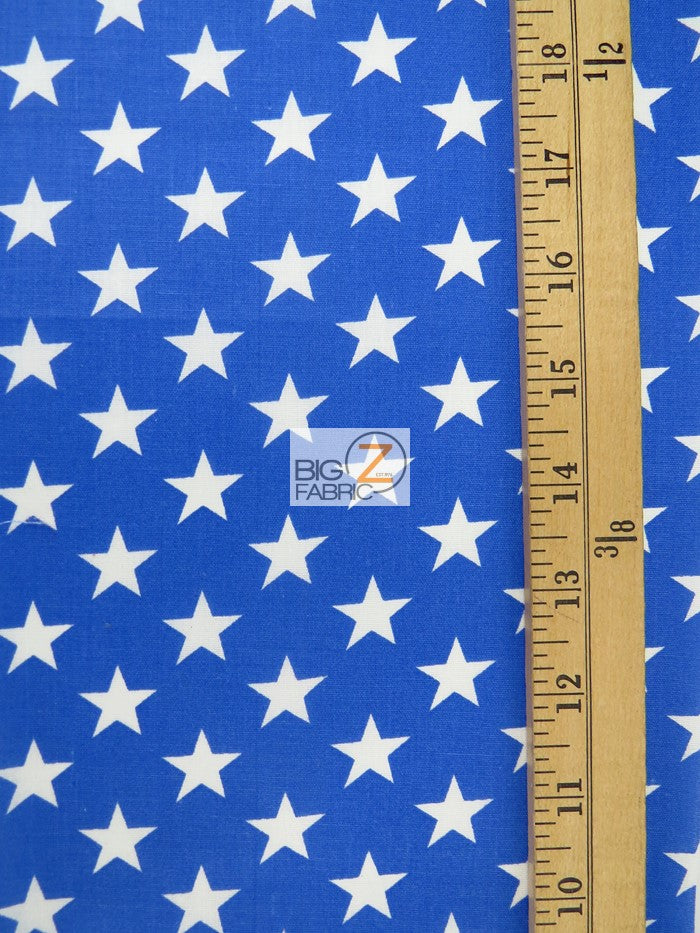American Stars Poly Cotton Fabric / Blue/White Stars / Sold By The Yard - 0
