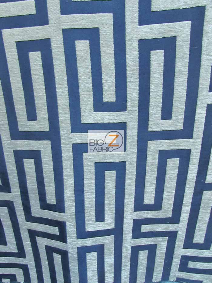 Abstract Trillium Maze Upholstery Fabric / Navy Blue / Sold By The Yard