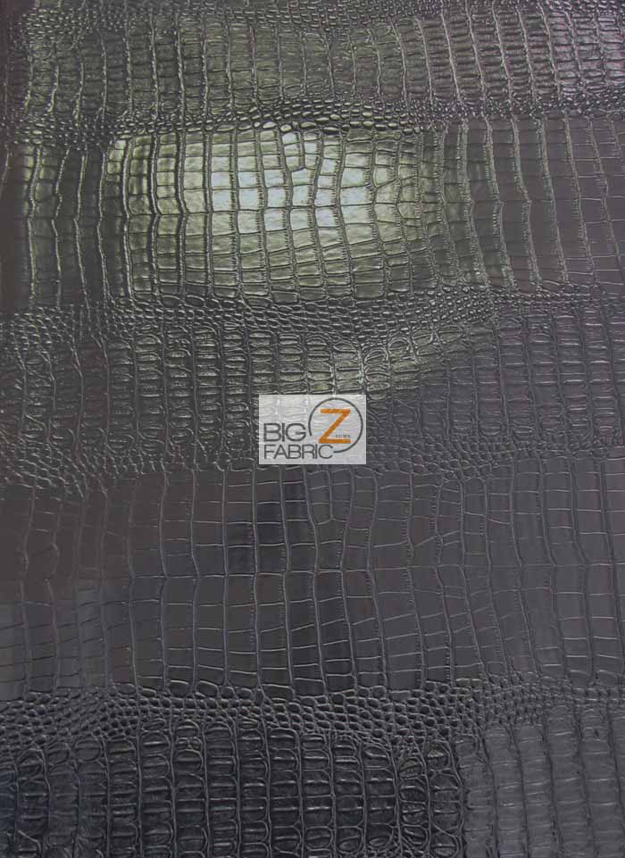 Big Nile Crocodile Faux Fake Leather Vinyl Fabric / Death Black / By The Roll - 30 Yards