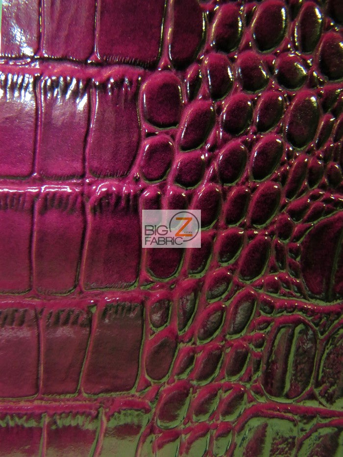 Glossy Dragon Purple Big Nile Crocodile Vinyl Fabric / Sold By The Yard