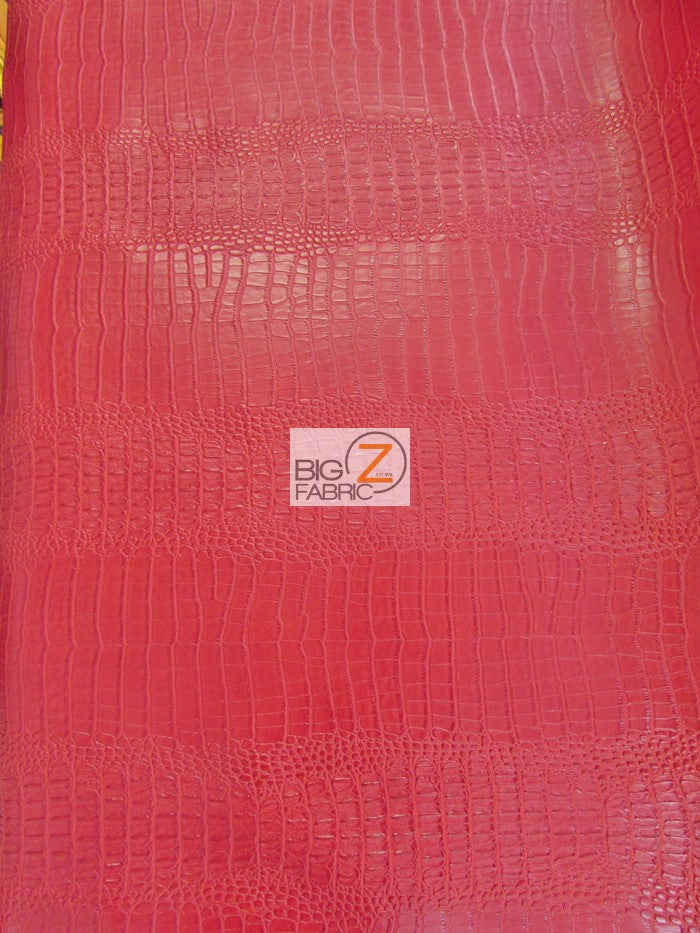 Big Nile Crocodile Faux Fake Leather Vinyl Fabric / Lipstick Red / By The Roll - 30 Yards