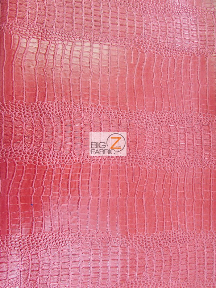 Big Nile Crocodile Faux Fake Leather Vinyl Fabric / Tropic Pink / By The Roll - 30 Yards