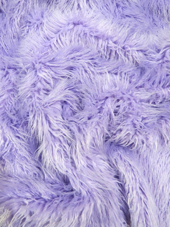Lavender Curly Solid Mongolian Long Pile Faux Fur Fabric / Sold By The Yard