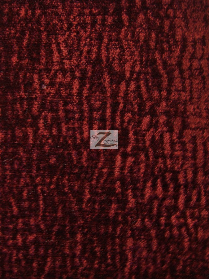 Crushed Chenille Everest Fabric / Ruby / Sold By The Yard