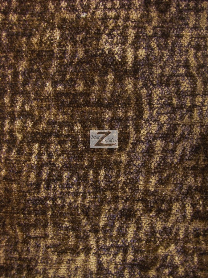 Crushed Chenille Everest Fabric / Walnut / Sold By The Yard