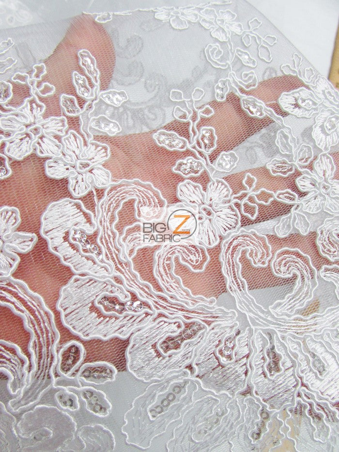 Cinderella Floral Sequins Lace Fabric / Black / Sold By The Yard (SECOND QUALITY GOODS)