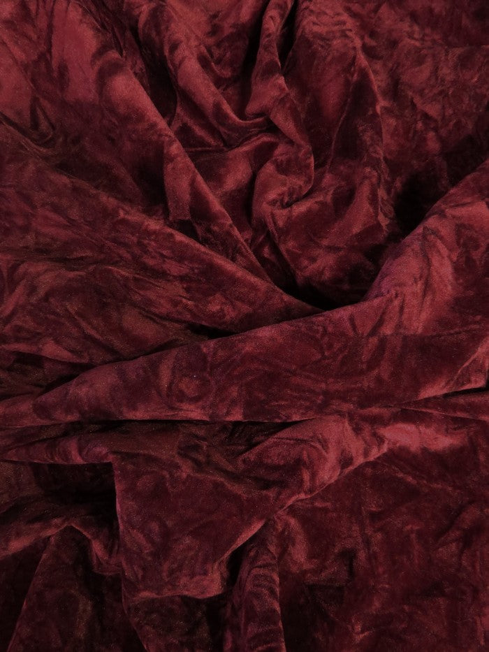 Crush Flocking Upholstery Velour Velvet Fabric / Burgundy / Sold By The Yard