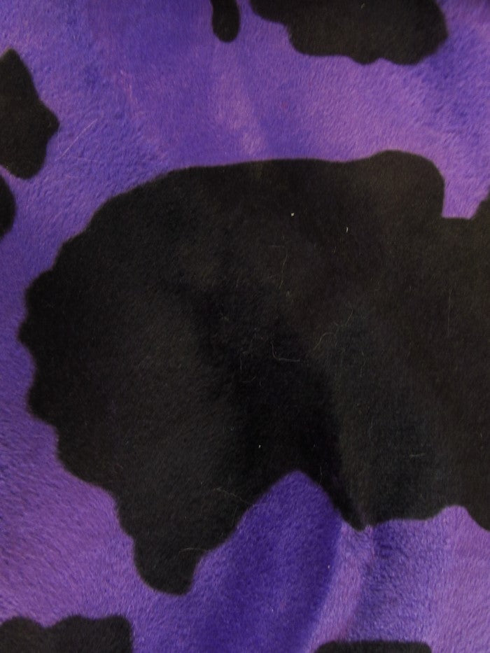 Purple/Black Velboa Cow Animal Short Pile Fabric / By The Roll - 50 Yards