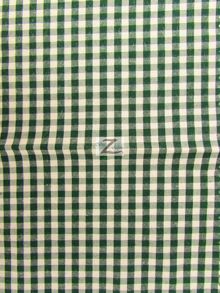 Shop Mini Checkered Gingham Poly Cotton Printed Fabric Hunter Green by the  Yard