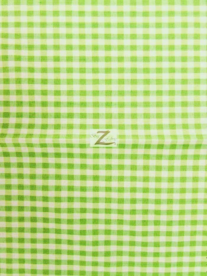 Mini Checkered Gingham Poly Cotton Printed Fabric / Lime Green / Sold By The Yard