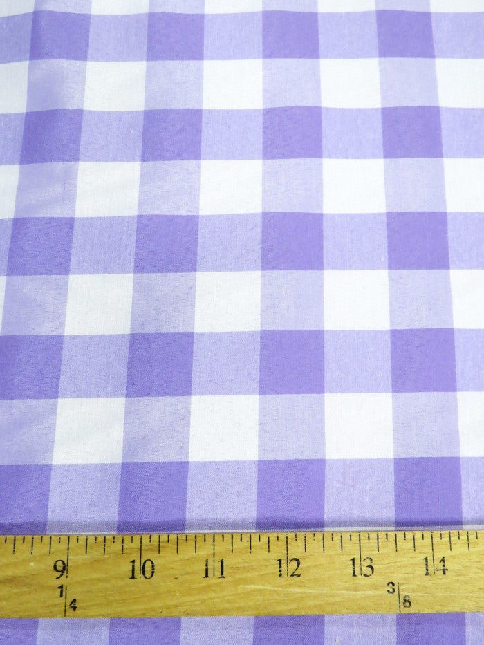Checkered Gingham Poly Cotton Printed Fabric / Lavender / Sold By The Yard