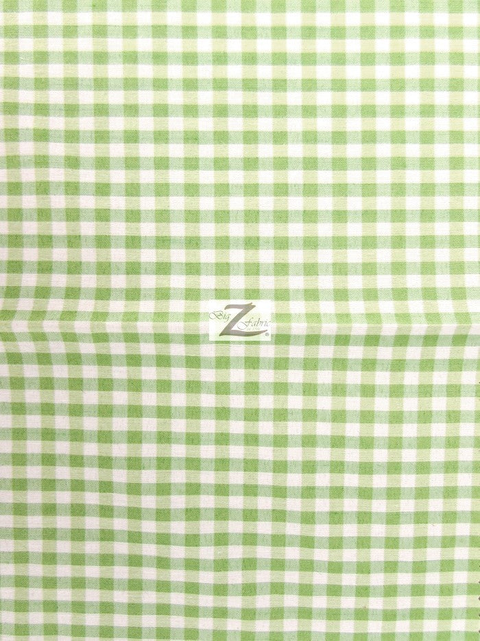 Mini Checkered Gingham Poly Cotton Printed Fabric / Mint / Sold By The Yard