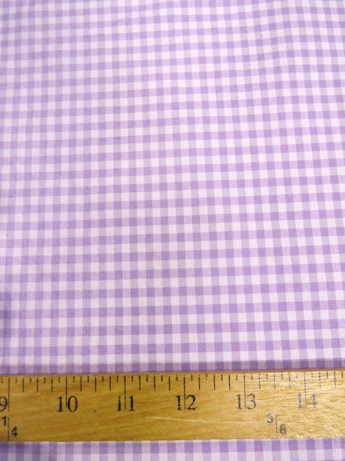 Mini Checkered Gingham Poly Cotton Printed Fabric / Lilac / Sold By The Yard