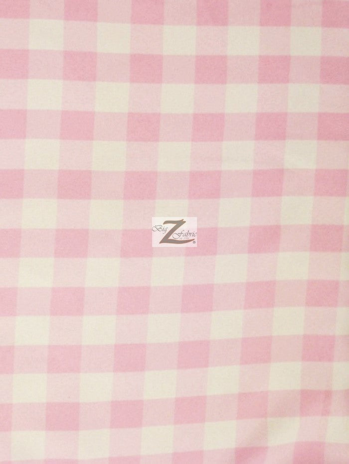 Checkered Gingham Poly Cotton Printed Fabric / Pink / 50 Yard Bolt