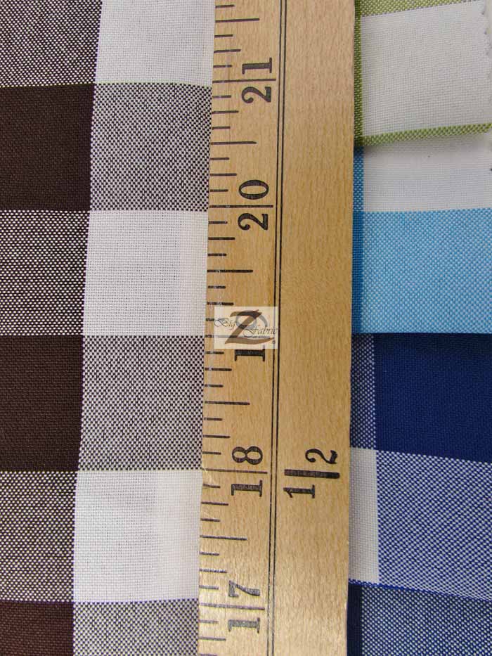 Checkered Gingham Poly Cotton Printed Fabric / Turquoise / 50 Yard Bolt - 0