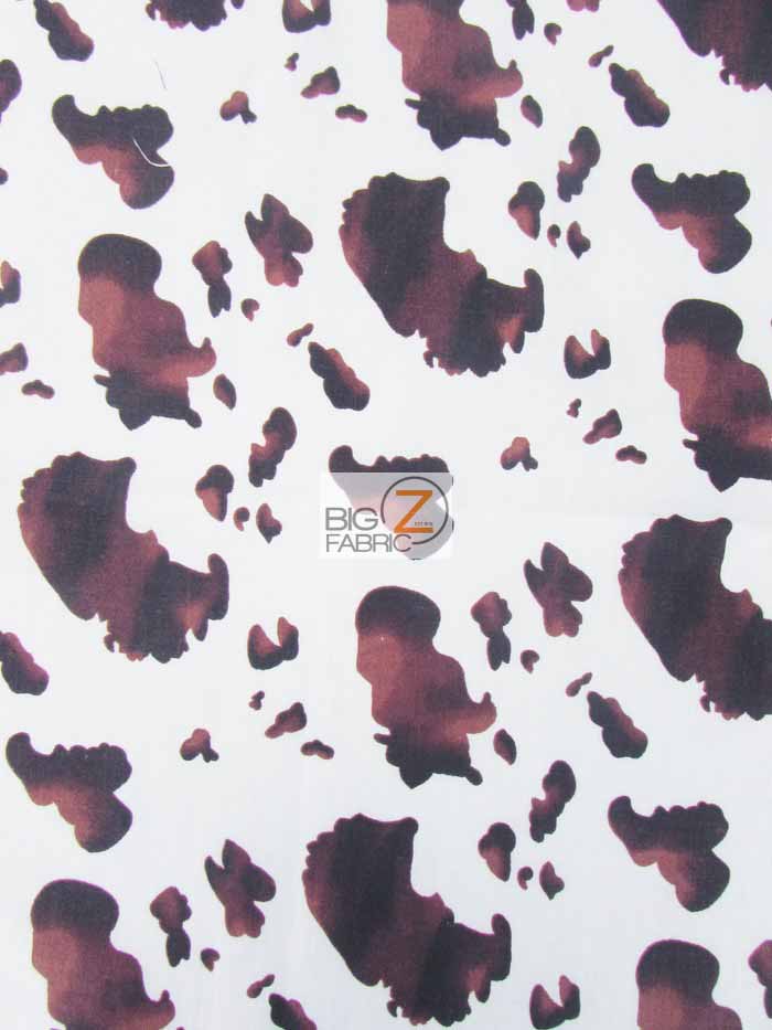 Cow Print Poly Cotton Fabric / Brown/White / Sold By The Yard