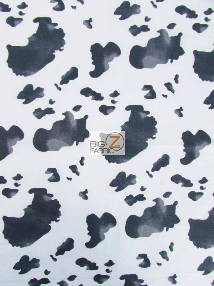 Cow Print Poly Cotton Fabric / Black/White / Sold By The Yard