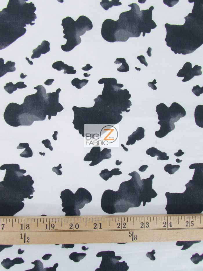 Cow Print Poly Cotton Fabric / Black/White / Sold By The Yard - 0