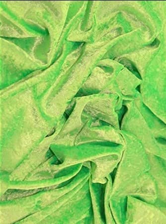 Crushed Stretch Velvet Costume Fabric / Lime Green / Sold By The Yard