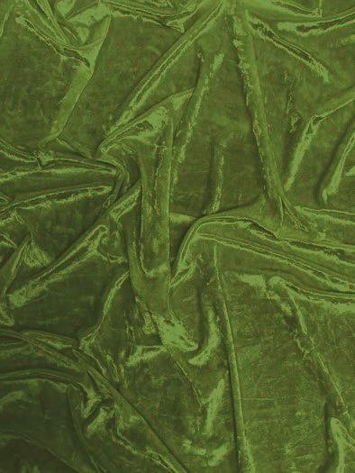 Crushed Stretch Velvet Costume Fabric / Olive / Sold By The Yard