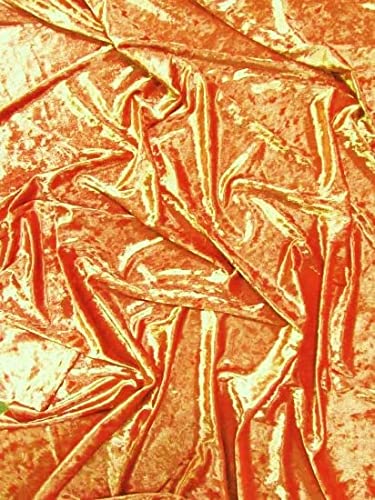Crushed Stretch Velvet Costume Fabric / Orange / Sold By The Yard